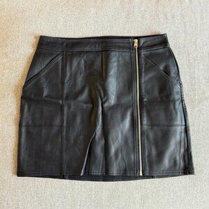 Black Vegan Leather Mini Skirt • Express Size 10